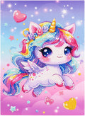 DIAMANTINY Design Art - Kawaii - Unicorno con Ali e Corona di Fiori