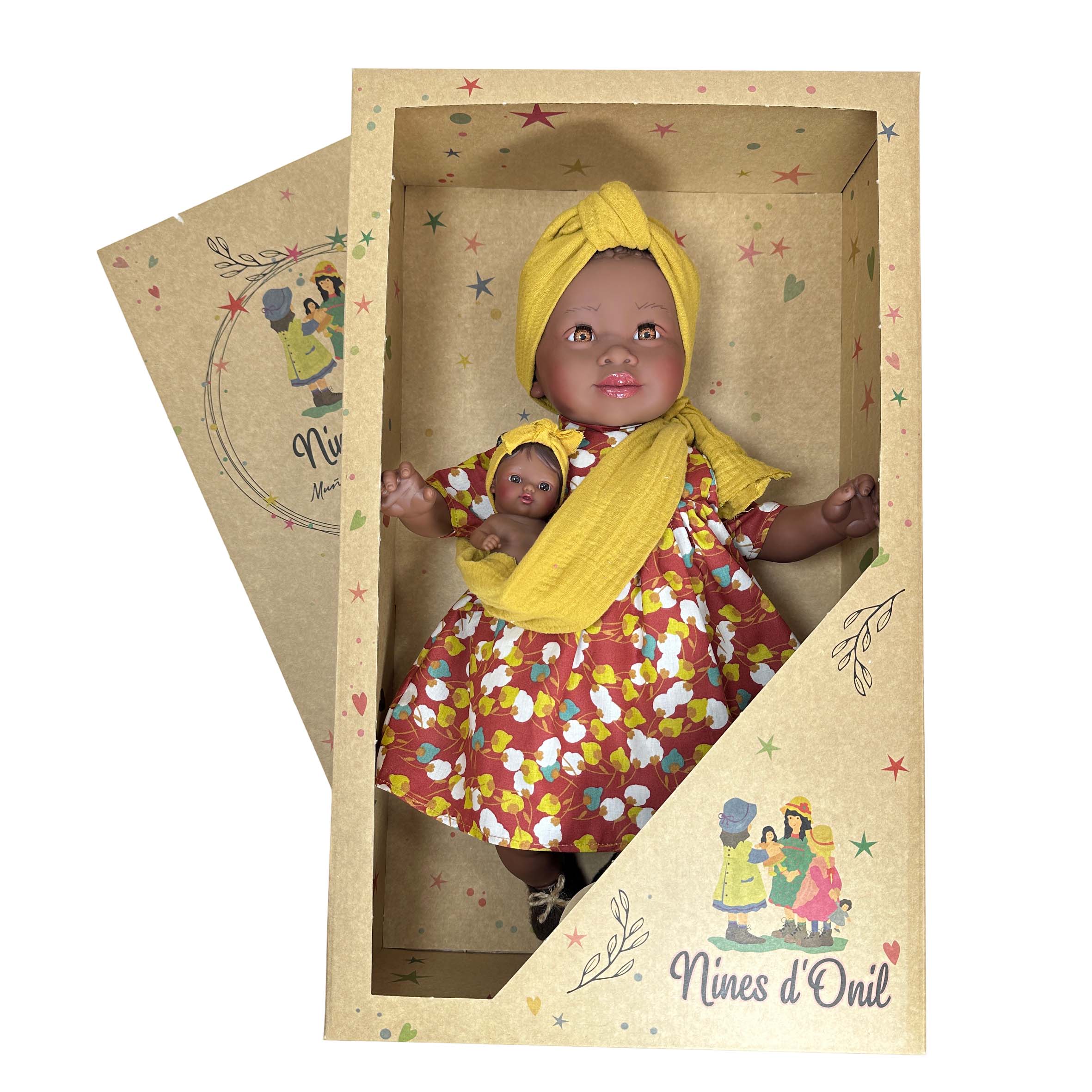 BAMBOLA MARIA CON BEBE' BROWN CASE CON SCATOLA