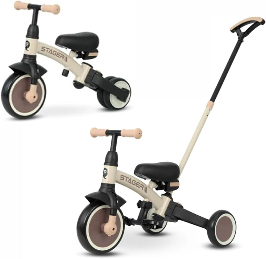 Triciclo & Bici d'equilibrio senza pedali QPLAY Stager Beige/Brown 3 in 1