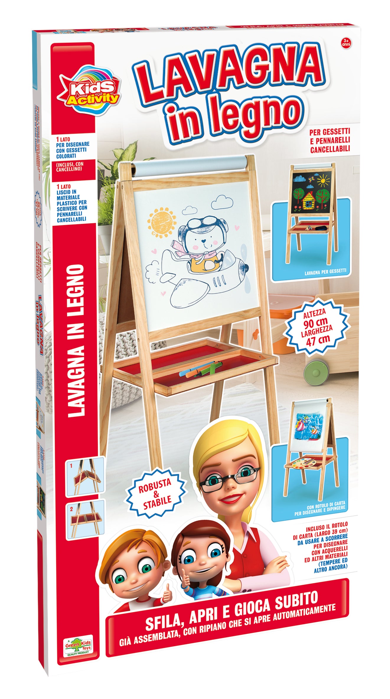 Lavagna Legno con Rotolo Carta  90CM H LARGH.47CM