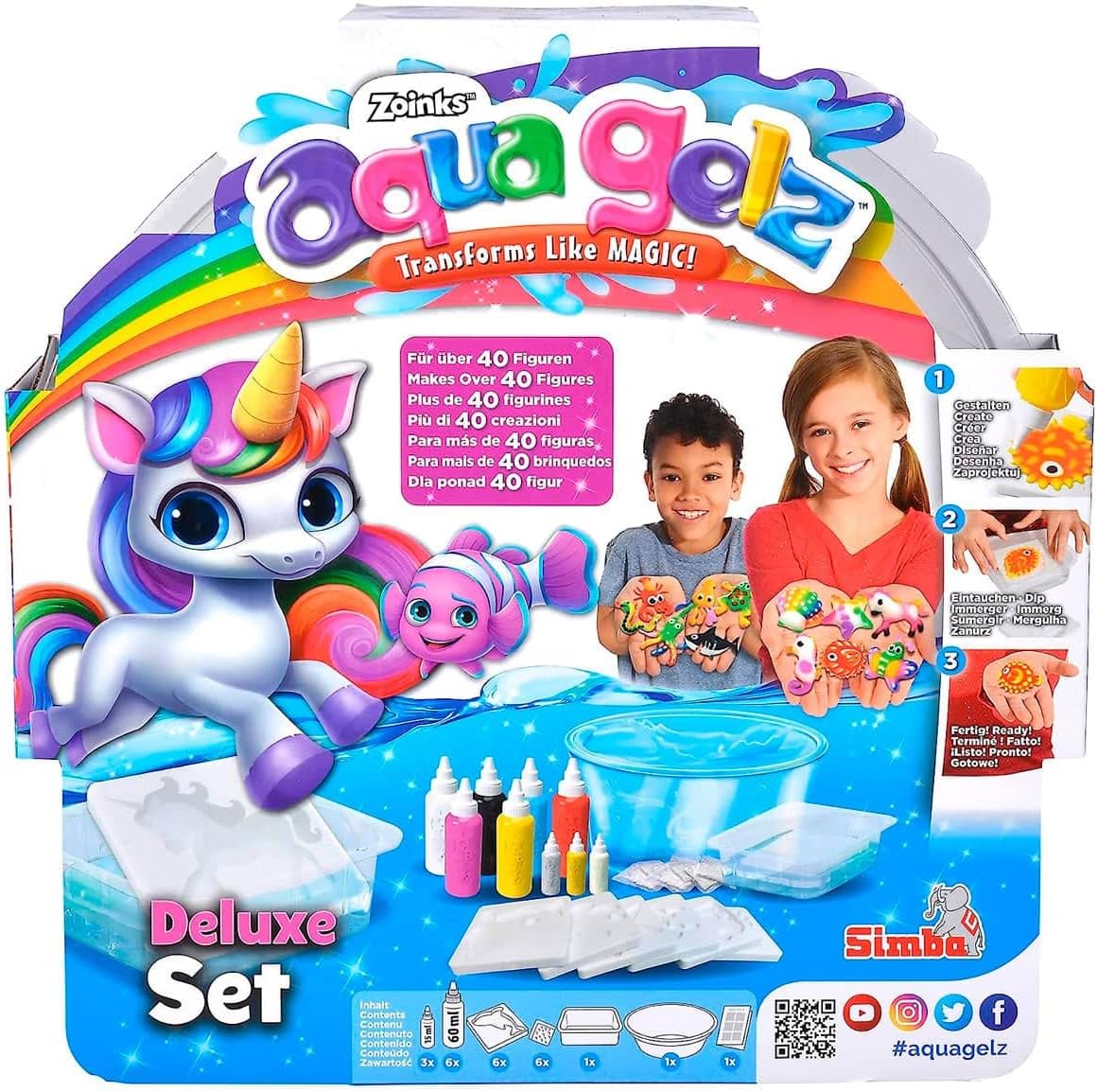 Aqua Gelz Deluxe Set di figure morbide in 3D, gel colorato immergere