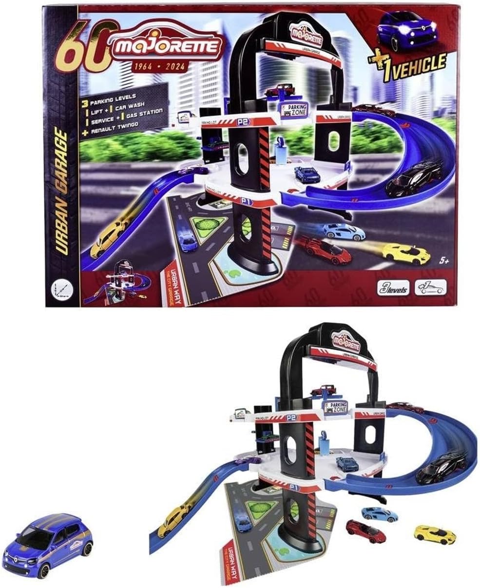 Majorette Garage 60Anniversary 3 piani, con ascensore, 1 veicolo