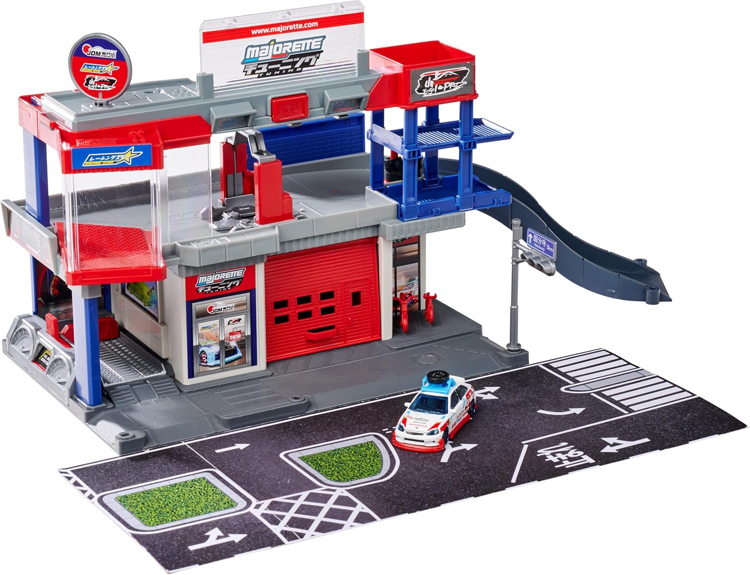 Majorette Tuning Garage + 1 Auto –  Officina di Elaborazione con Modellino