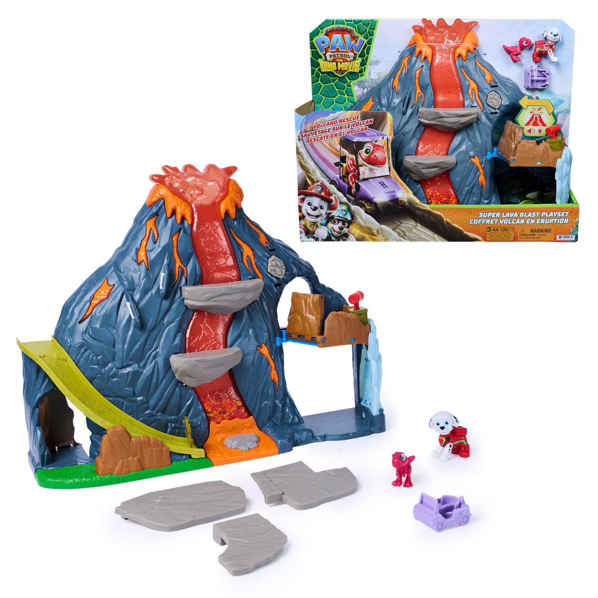 Paw Patrol, Dino Movie, Set di Gioco Super Lava Blast Vulcano