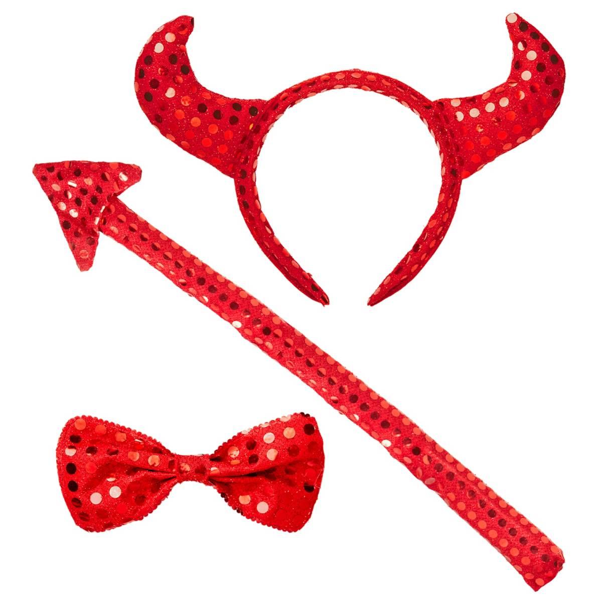 SET DIAVOLO IN PAILLETTES(corna,farfallino,coda)