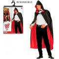 MANTELLO REVERSIBILE NERO/ROSSO CON CAPPUCCIO" 140 cm