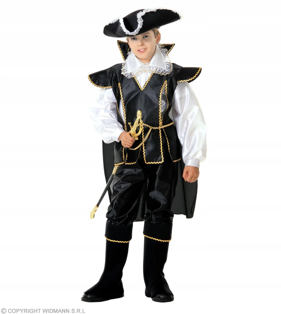 "CORSARO DEI MARI" (camicia, casacca con mantello, pantaloni con copristivali, cappello) 5/7 ANNI